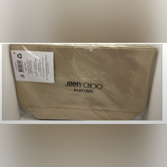 JIMMY CHOO PARFUMS TOILETRY GOLD MAKE UP POUCH NWT - Picture 4 of 5